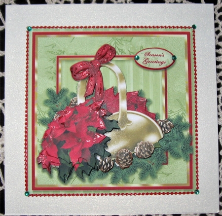 Basket of Poinsettia Square Christmas Card Front by Wendy De Winter