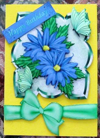 Pretty Blue Flowers with Bow by Wendy De Winter