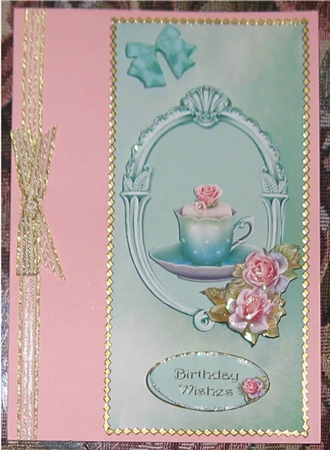 Green Cupcake and Roses Dl Card by Wendy De Winter
