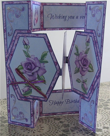Heritage Roses Hexagon Shutter Card by Wendy De Winter