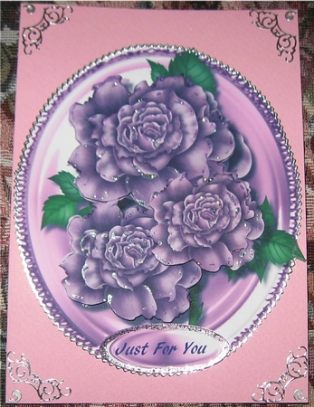 Lovely Lilac Roses on a Satin Mat  by Wendy De Winter