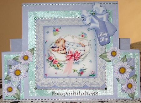 Baby Boy Blue Folded Stand-up Card Mini Kit by Wendy De Winter