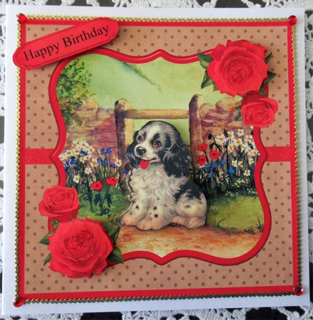 Spaniel Puppy Card Topper & Decoupage by Wendy De Winter