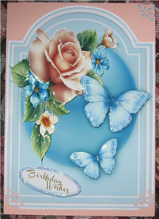 Lovely Blue Shaped Card with Butterfly's by Wendy De Winter