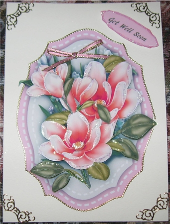 Lovely Pink Magnolias on a Shaped Mmat by Wendy De Winter