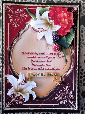lilies and blackberries card front by Wendy De Winter