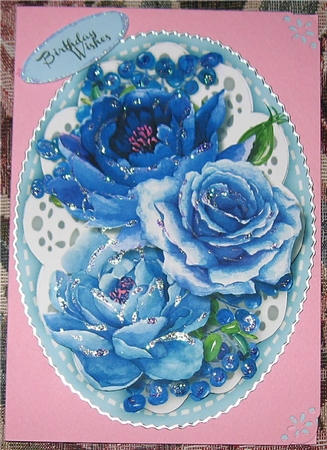 Beautiful Blue Roses on a Lace Mat 4,  by Wendy De Winter