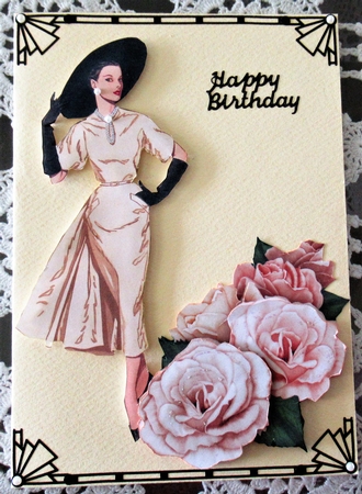 A4 Elegant Lady & Roses in Coffee & Cream Part 2 by Wendy De Winter