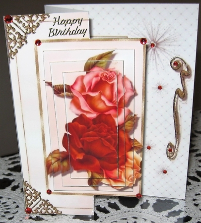 Decorative Roses Fold Back Card by Wendy De Winter