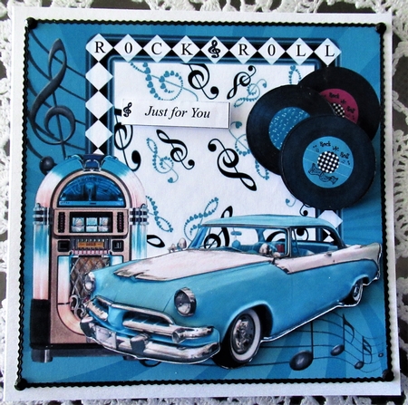 Rock & Roll Card Topper with Decoupage by Wendy De Winter