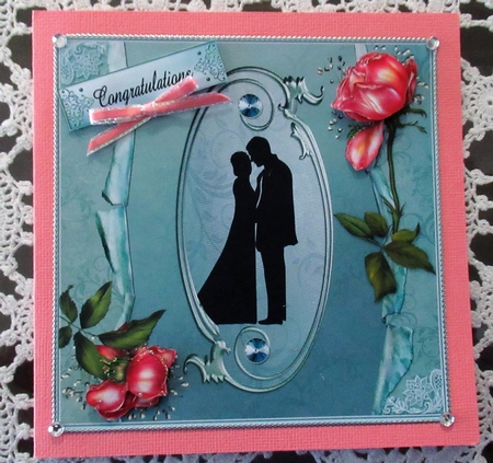 Wedding Rose Silhouette Card Front  by Wendy De Winter