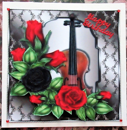  Male card Music & Roses by Wendy De Winter