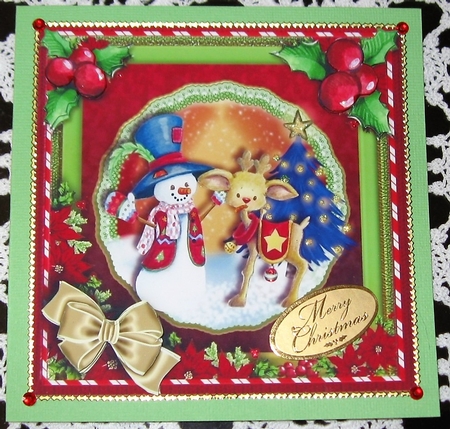 Vintage Christmas Snowman card Front by Wendy De Winter