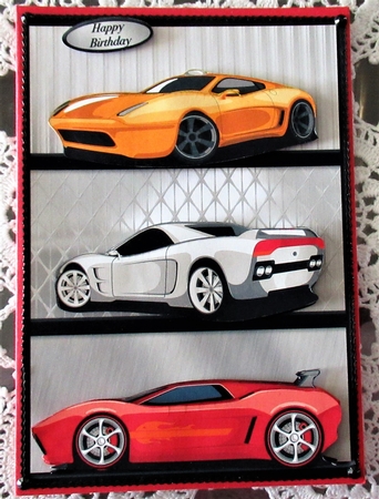 Sports Cars - A4 Decoupage Card Mini Kit by Wendy De Winter