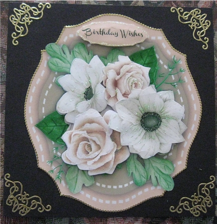 Stunning Roses and Anemones on a Bracket mat  by Wendy De Winter
