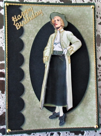 Lady in Green and Black Card Front by Wendy De Winter