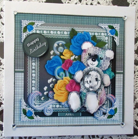 April Birthstone Bear Card Front  by Wendy De Winter