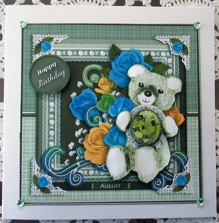 August Birthstone Bear Card Front  by Wendy De Winter