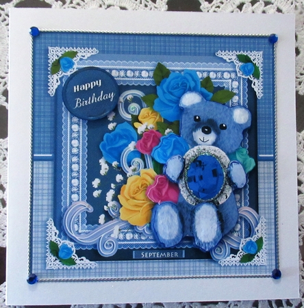 September Birthstone Bear Card Front  by Wendy De Winter
