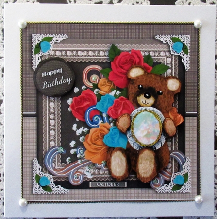 October Birthstone Bear Card Front  by Wendy De Winter