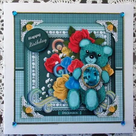 December Birthstone Bear Card Front  by Wendy De Winter