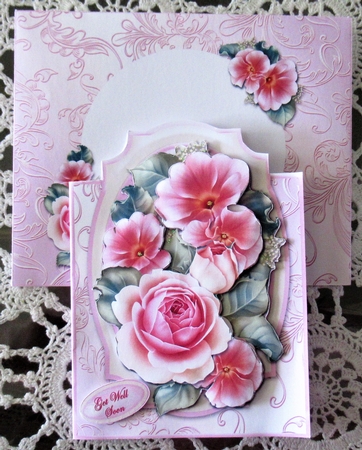 Pink Rose Bouquet Shaped Card Kit by Wendy De Winter