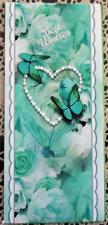 Elegant Floral Butterfly - Turquoise - Gift Voucher Pocket/Money Wallet by Wendy De Winter