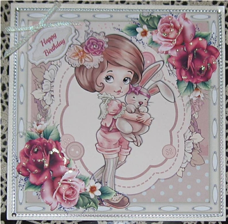 Beautiful Girl With Her Pet Bunny 8x8 by Wendy De Winter