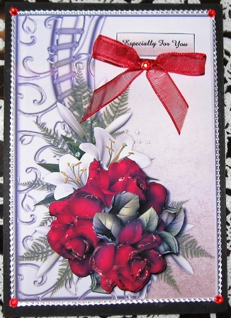 Beautiful  Shaped Border & Red Roses by Wendy De Winter
