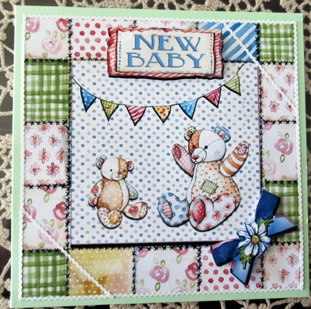 New Baby - Patchwork Bears - Blue by Wendy De Winter