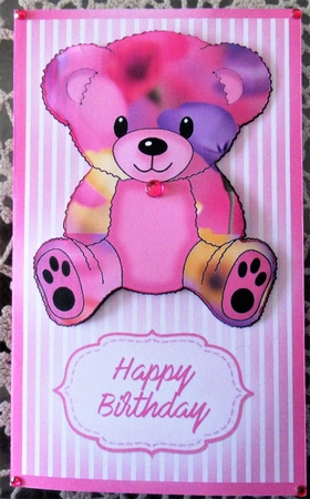 Teddy Bear Money/Voucher Wallet or Envelope - Pink Floral by Wendy De Winter
