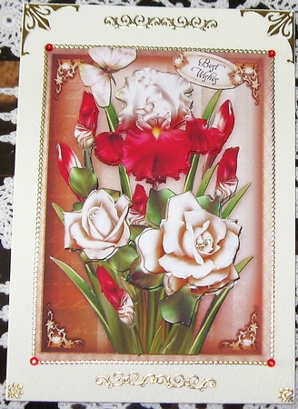 White Red Iris With Roses Card Mini Kit by Wendy De Winter