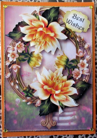 Yellow Dahlias On Golden Frame A5 by Wendy De Winter