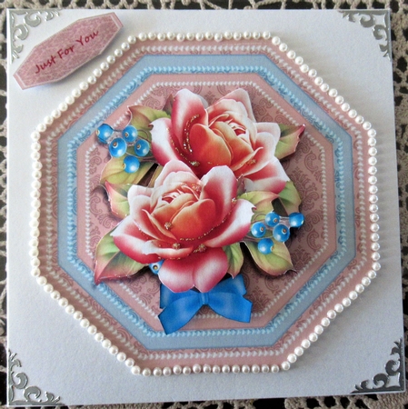 Octagon Card Roses by Wendy De Winter