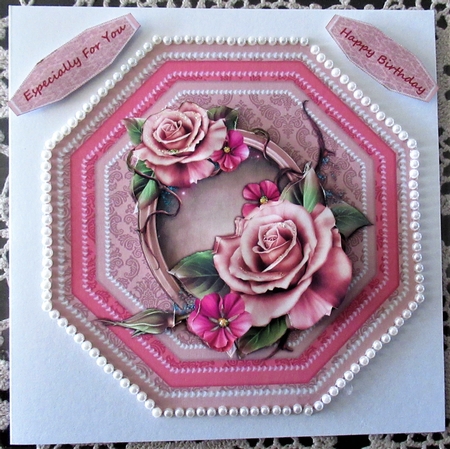 Octagon Card Beautiful Roses by Wendy De Winter