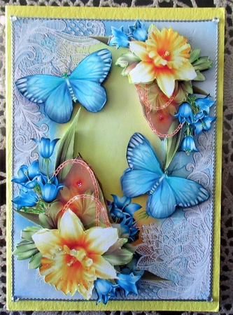 A5 Daffodil Flutters Card Front Kit by Wendy De Winter