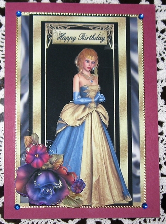 Golden Lady 2  - A4 cardmaking sheet with decoupage by Wendy De Winter