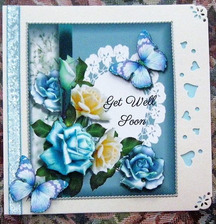 get well soon with blue roses. by Wendy De Winter