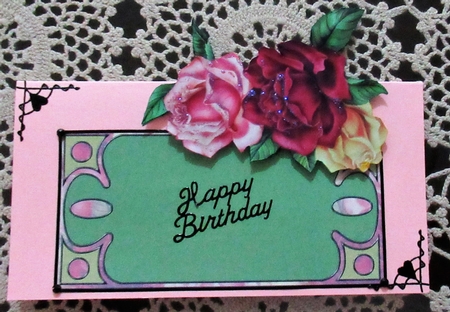 Nouveau Roses Quick Card Floral Card Topper by Wendy De Winter