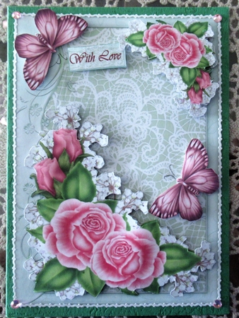 Beautiful Roses In lace Frame Quick card by Wendy De Winter