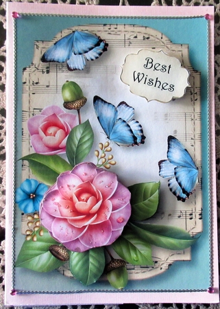 Sheet Music & Butterflies - Camellias A5 by Wendy De Winter
