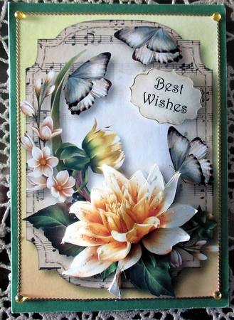 Sheet Music & Butterflies - Yellow Dahlia A5 by Wendy De Winter