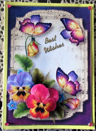 Sheet Music & Butterflies - Pretty Pansies A5 by Wendy De Winter