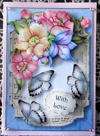 Sheet Music & Butterflies - Pastel Blooms A5 by Wendy De Winter