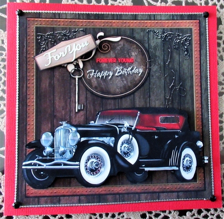 Forever Young Vintage Car Card Front 1 by Wendy De Winter