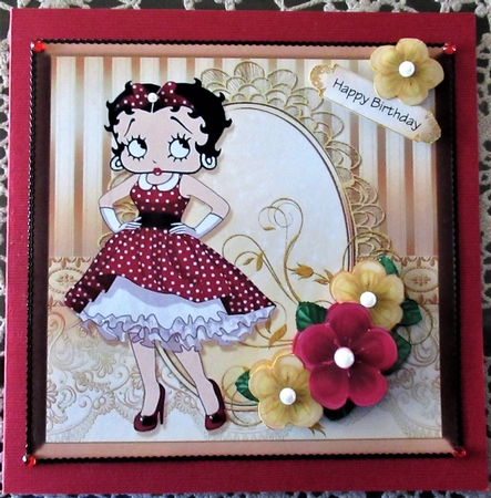 Betty Boop Card Front Gold Tone 1 by Wendy De Winter
