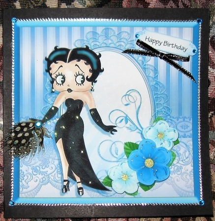 Betty Boop Card Front Blue Tone 2 by Wendy De Winter