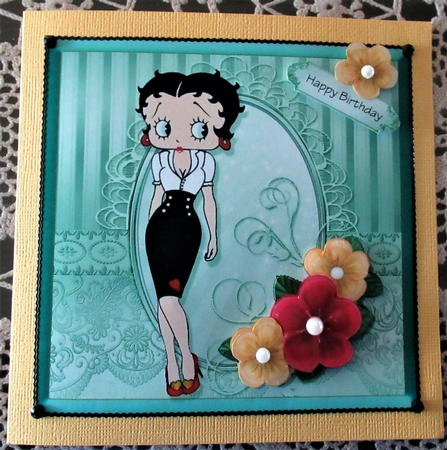 Betty Boop Card Front Green Tone  4 by Wendy De Winter
