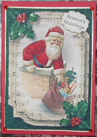 Sheet Music Christmas - Santa In The Chimney A5 by Wendy De Winter