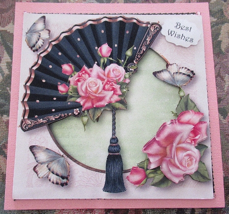 Fabulous Fan With Pink Roses by Wendy De Winter